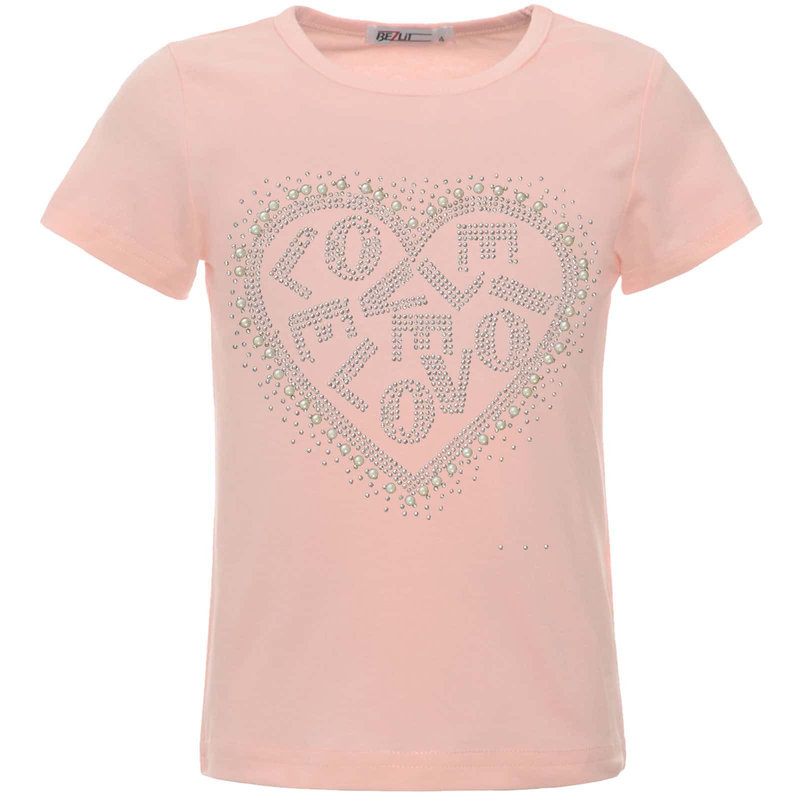 T-Shirt Mädchen Glitzer T-Shirt Herzchen
