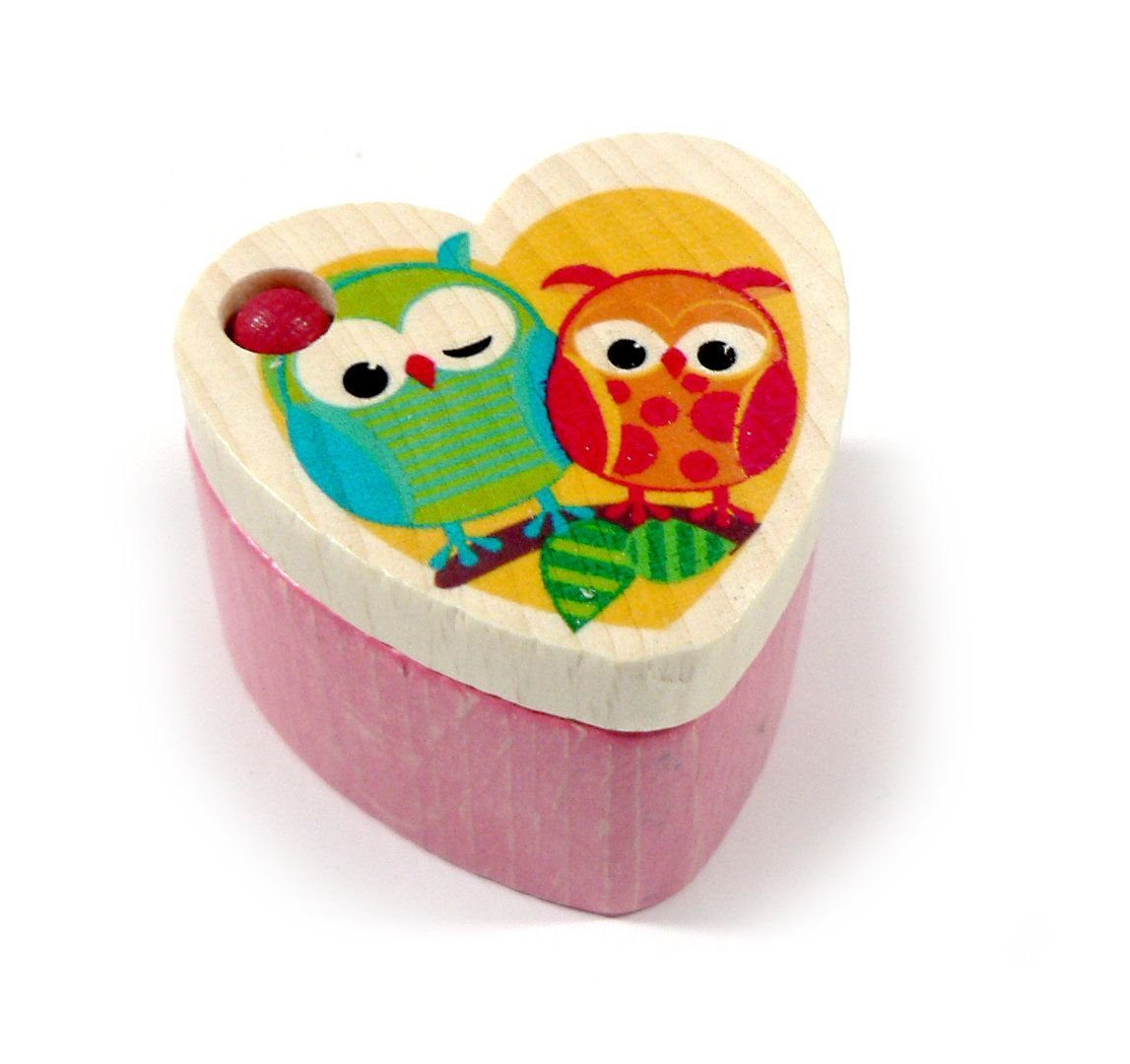 HESS SPIELZEUG Greifspielzeug Holzspielzeug Holzdose für Milchzähne mit Eule BxLxH 45x40x35mm NEU