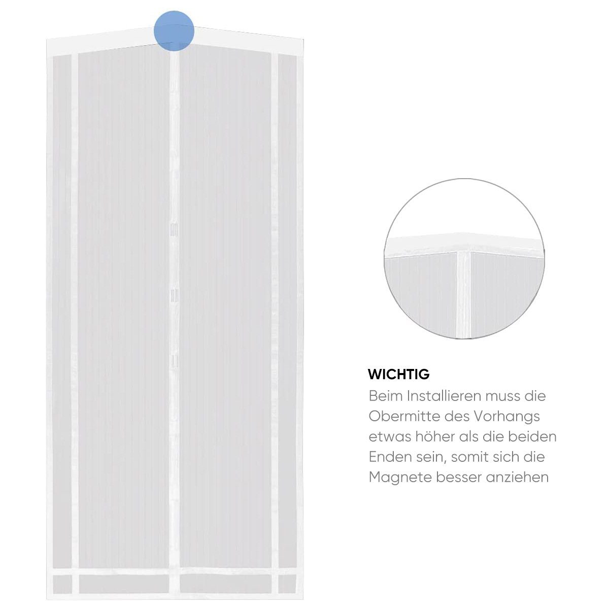 Sekey Insektenschutz-Tür Magnet Tür Weiß Fliegengitter Terrassentür Zuschneidbar, 220x100cm Türvorhang Bohren, durch Balkontür, Kellertür, ohne für