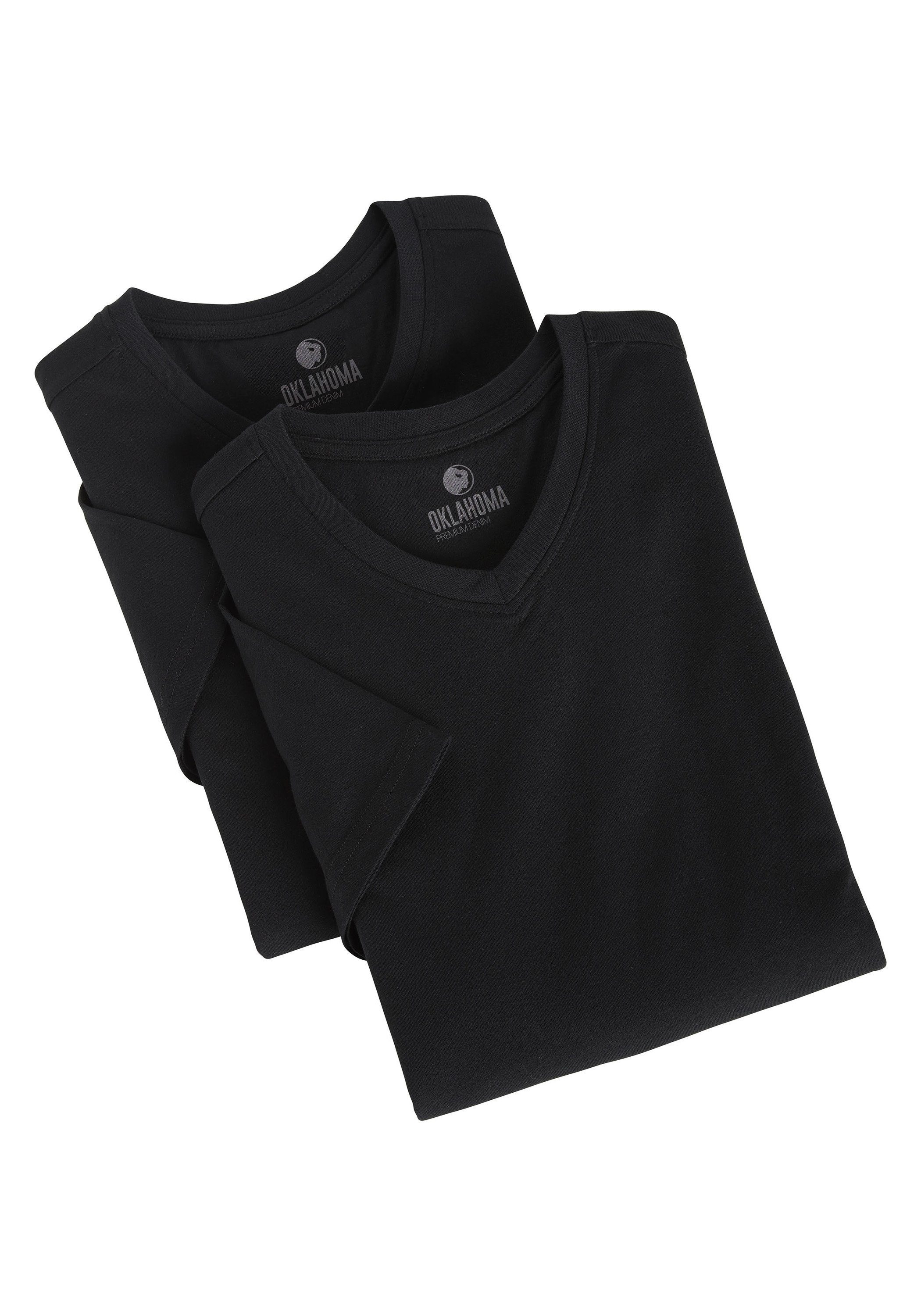 PREMIUM Black Deep unifarben Doppelpack OKLAHOMA T-Shirt DENIM