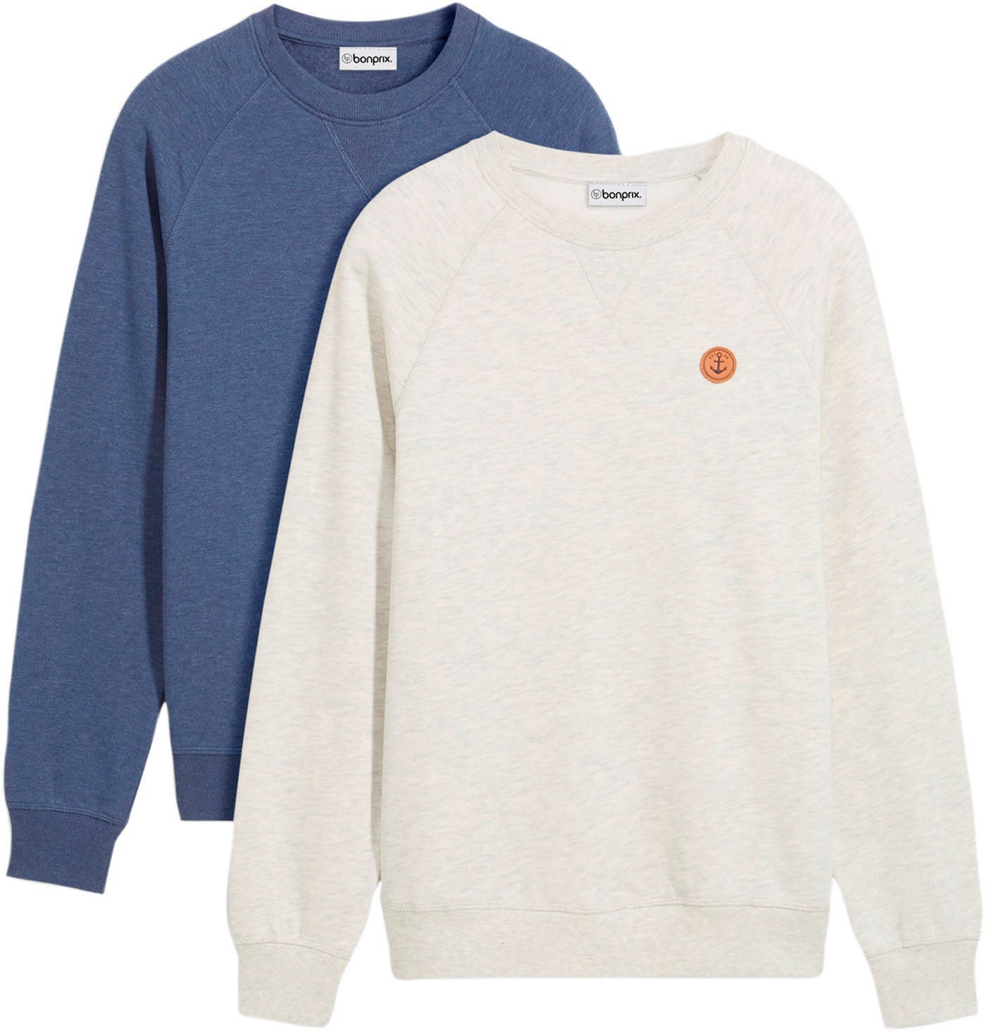 bonprix Sweatshirt (Packung, 2-tlg) Regular Fit, unifarben, aus Baumwolle und Polyester