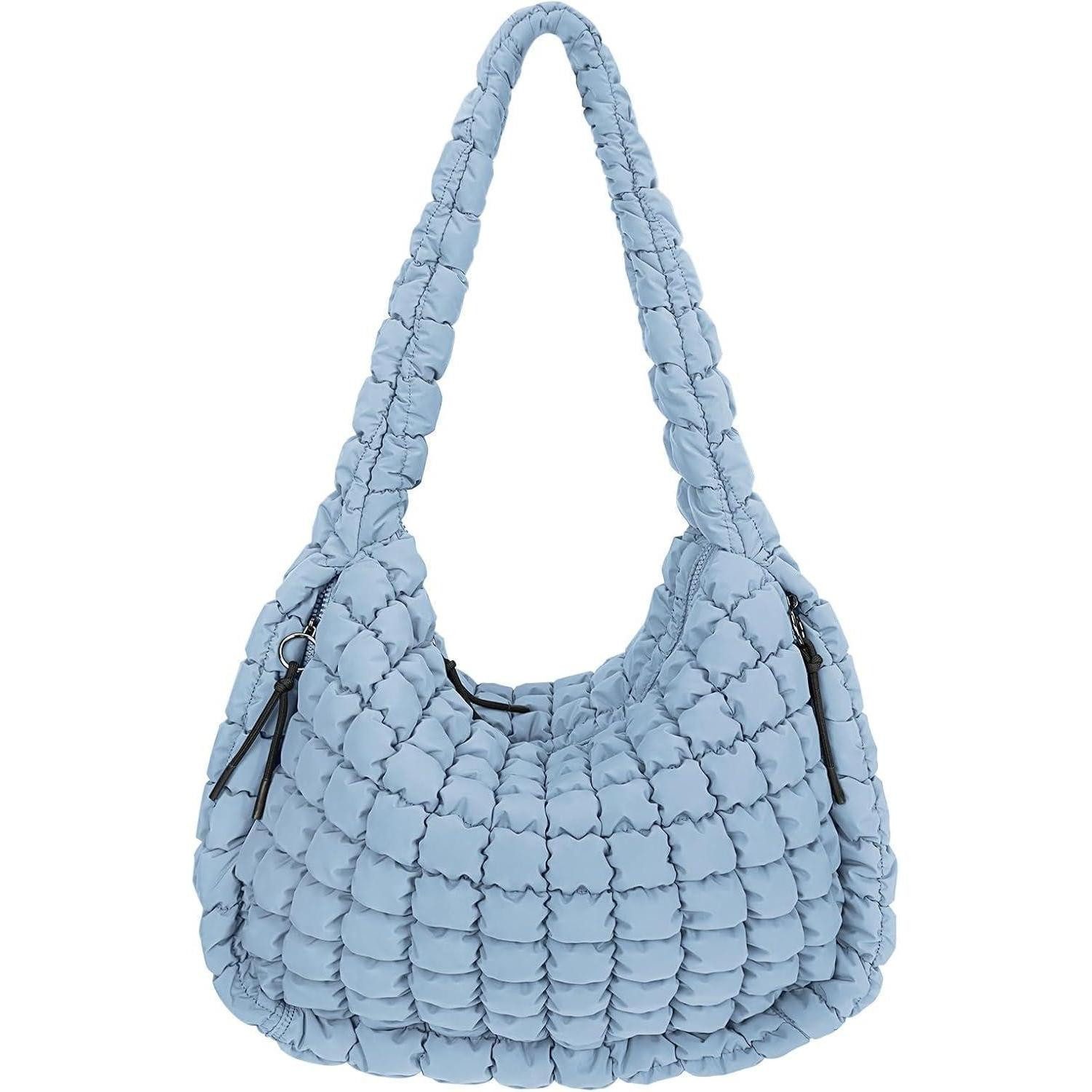 LuxusKollektion Umhängetasche Tasche Gesteppte Puffer Groß Crossbody Tote Hobo Dz13-hell Blau