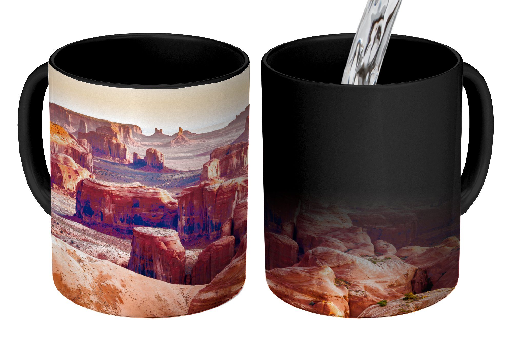 MuchoWow Tasse Panorama des Monument Valley in Amerika, Keramik, Farbwechsel, Kaffeetassen, Teetasse, Zaubertasse, Geschenk