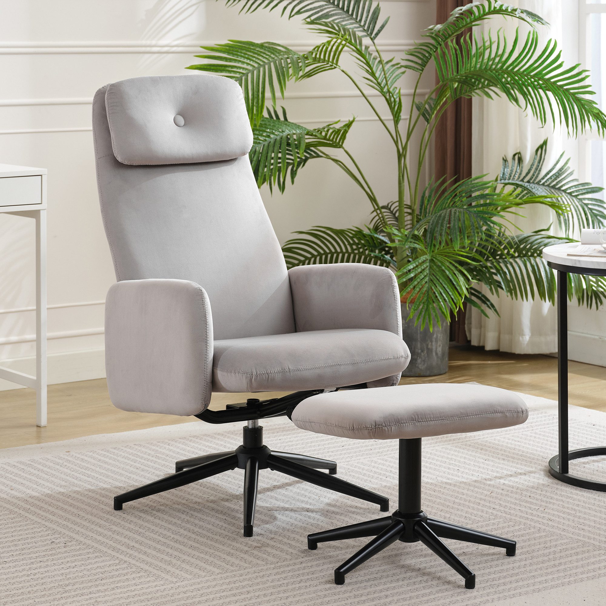 BlingBin Relaxsessel Grauer verstellbarer Relaxsessel 360°-Drehsessel günstig online kaufen