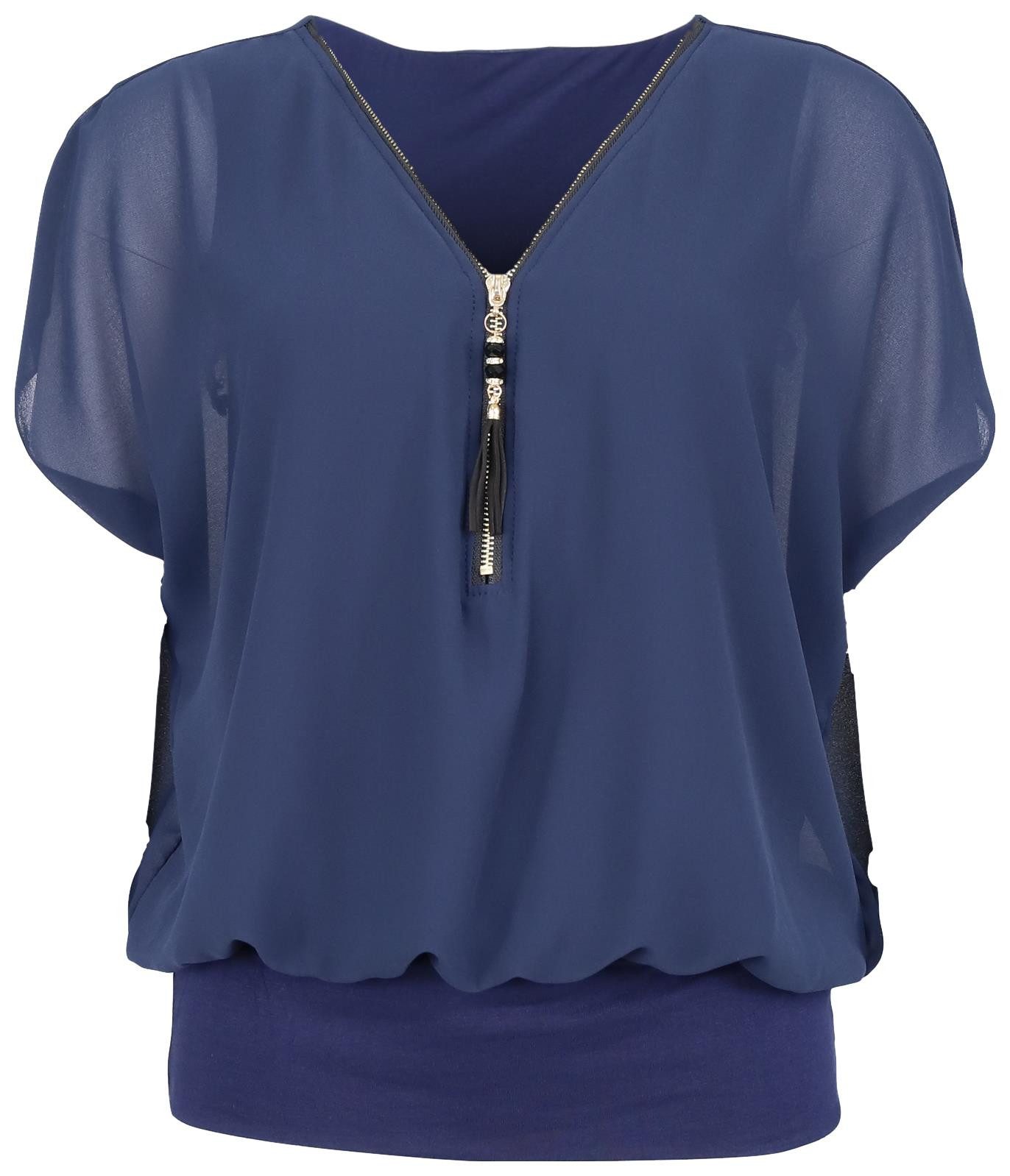 malito more than fashion Chiffonbluse 6298 Kurzarm Bluse günstig online kaufen