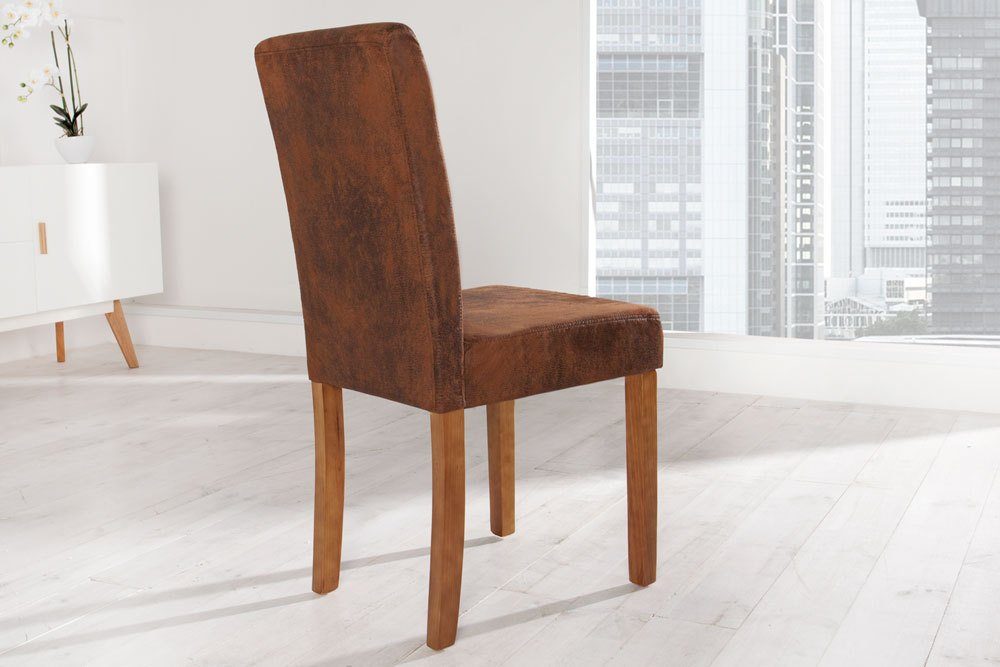 riess-ambiente Esszimmerstuhl GENUA whisky braun/natur - Microfaser, Massivholzbeine, Design, Vintage Look mit robuster Verarbeitung – ideal für Esszimmer & Küche