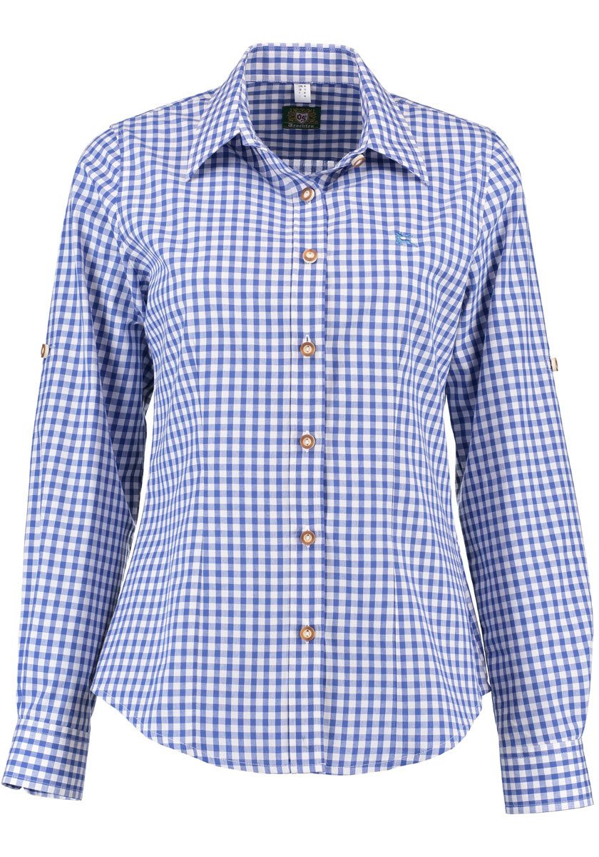 OS Trachten Trachtenbluse Qorru Taillierte Langarmbluse mit Hirsch-Stickere günstig online kaufen