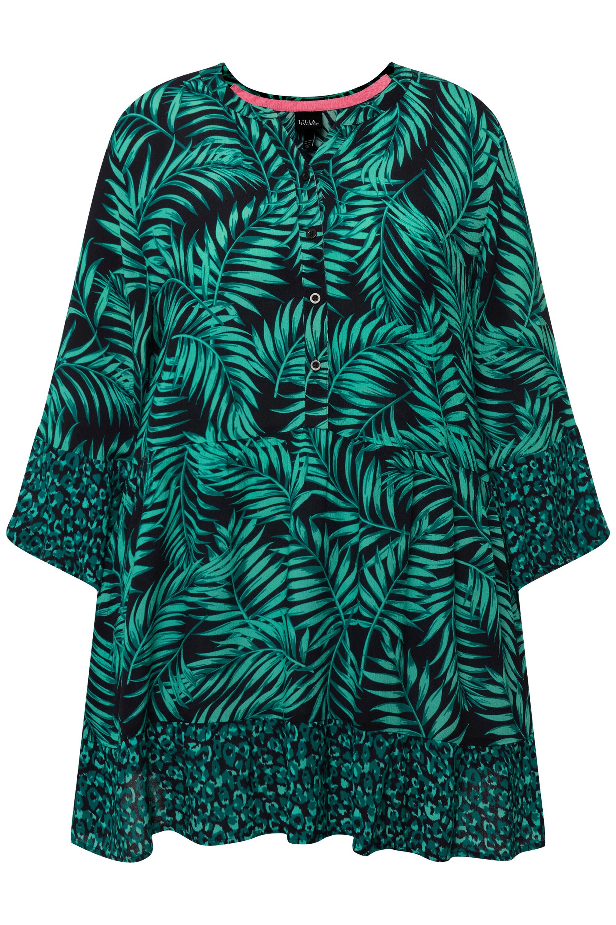 Ulla Popken Longbluse Longbluse Palmen A-Linie günstig online kaufen