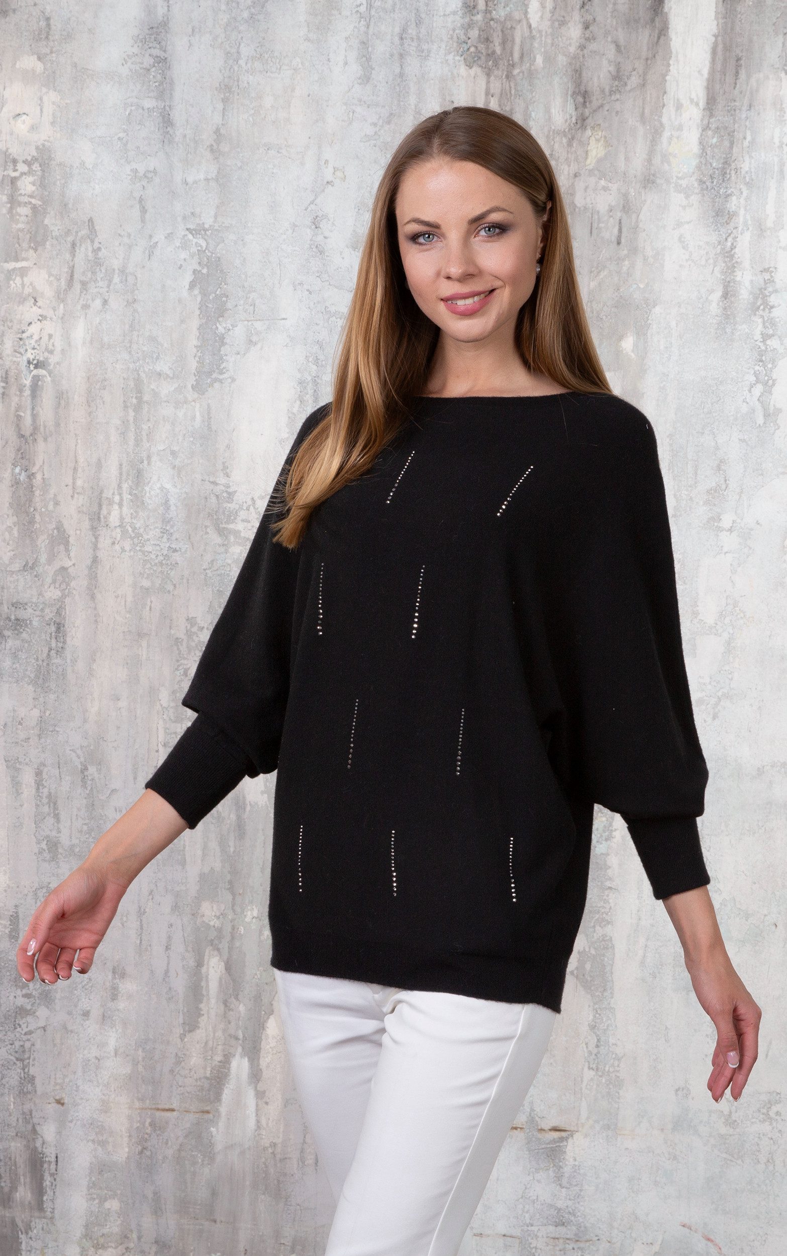 Passioni Strickpullover mit dezenten Strassdetails günstig online kaufen