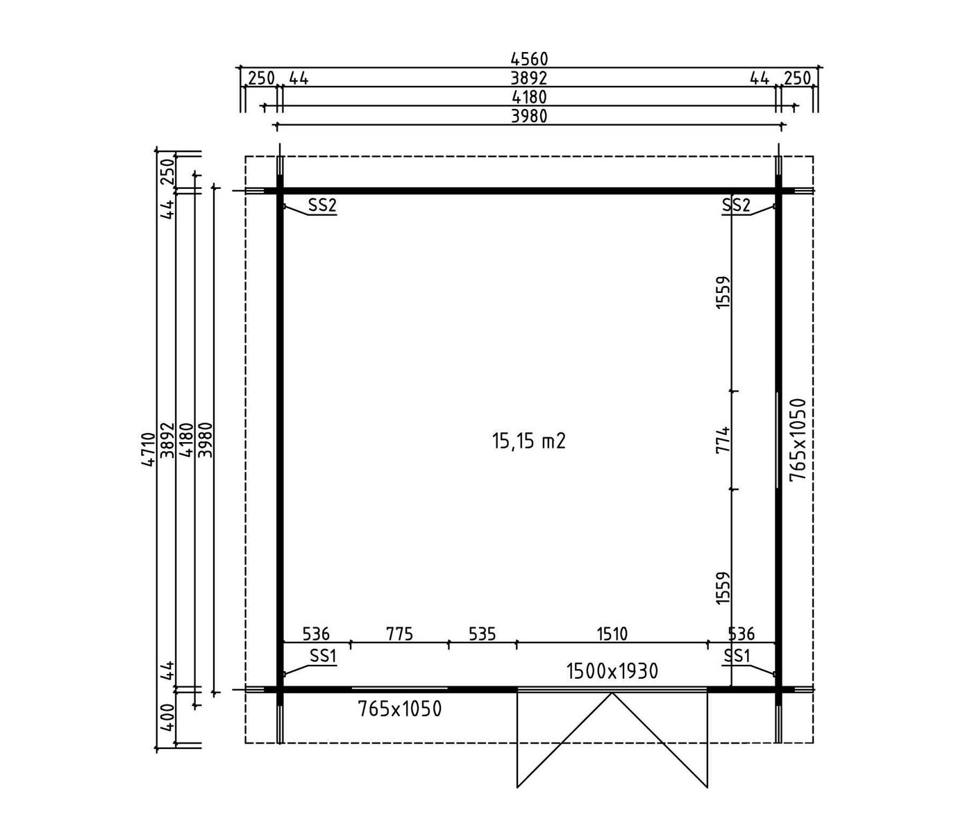 Thumbnail - Fjordholz Gartenhaus Mario 44, BxT: 1200x4800 cm