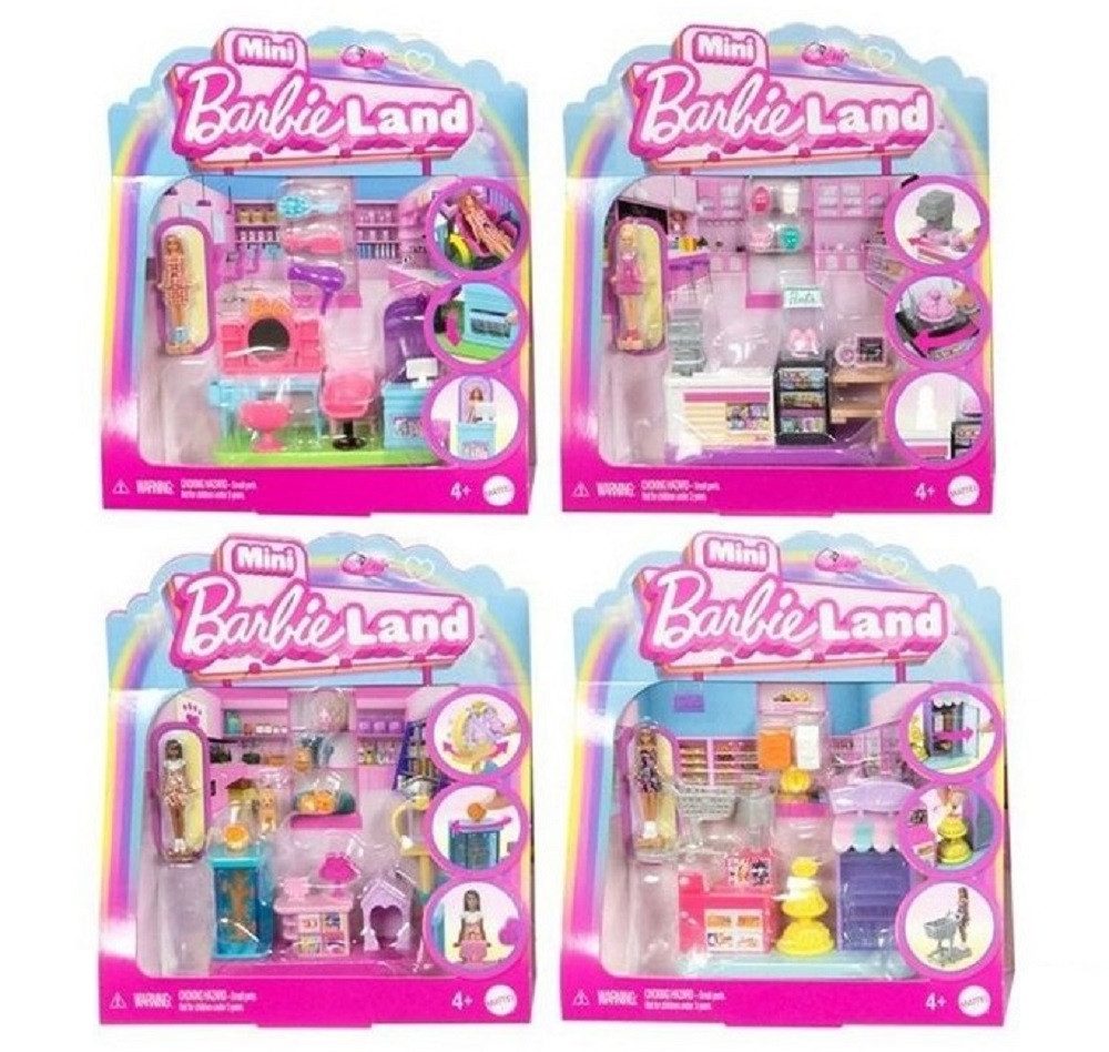 Mattel® Spielfigur Mini BarbieLand Spielset 14x15 cm mit Puppe 4 cm & Zubehör unsortiert, (Spar-Set, 1-tlg), BarbieLand Spielset mit Puppe Zubehör Sammelspaß Artikel nicht wählbar