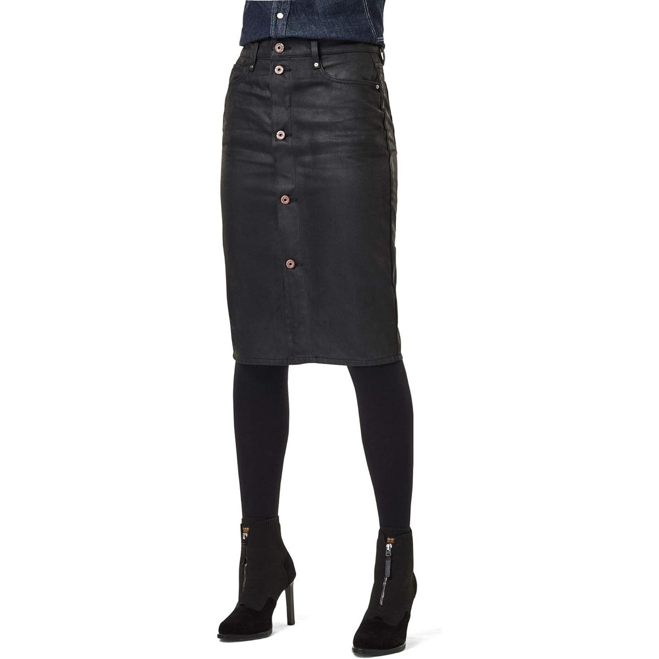 G-STAR Skort Damen Noxer Navy Pencil Button Rock Skirts Size 25 (1-tlg) 5-Pocket-Design – Münztasche mit schmaler Paspel