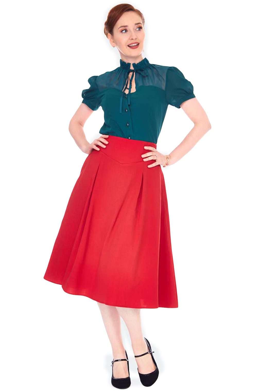 Voodoo Vixen A-Linien-Rock Red Retro Flare Rockabilly Retro Vintage Swing