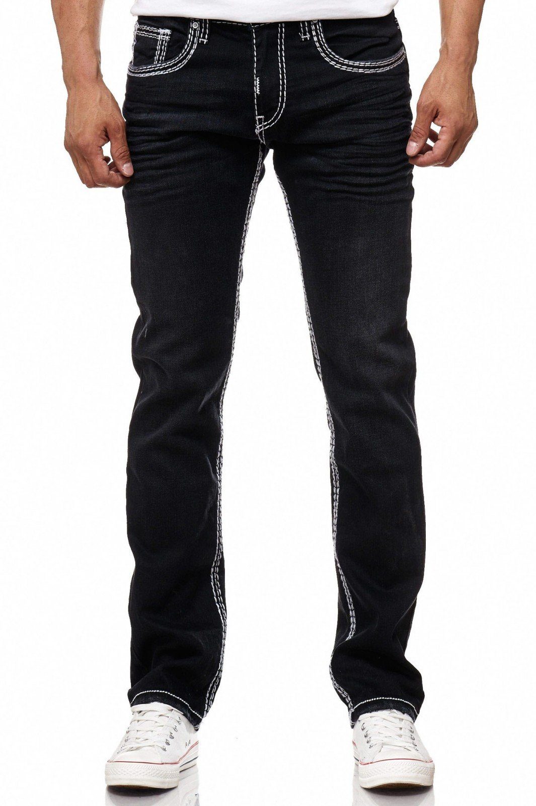 Rusty Neal Regular-fit-Jeans mit dezenter Waschung schwarz, weiß