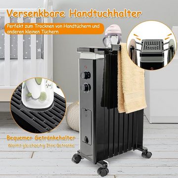 KOMFOTTEU Ölradiator, mit 7 Rippen, 5-35℃, Thermostat, 1500 W