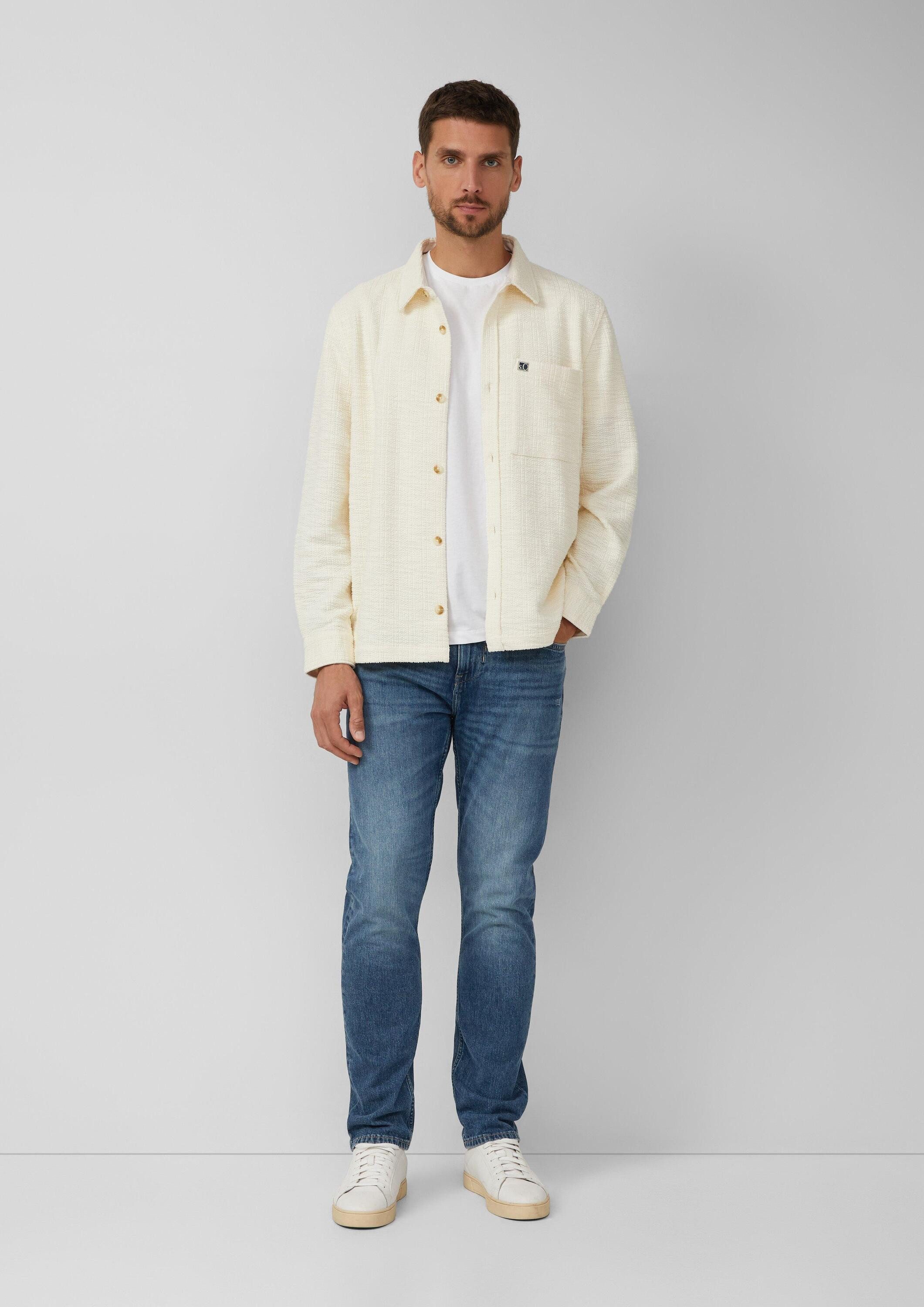 s.Oliver Langarmhemd Hemd Overshirt mit Struktur-Streifen und Kentkragen
