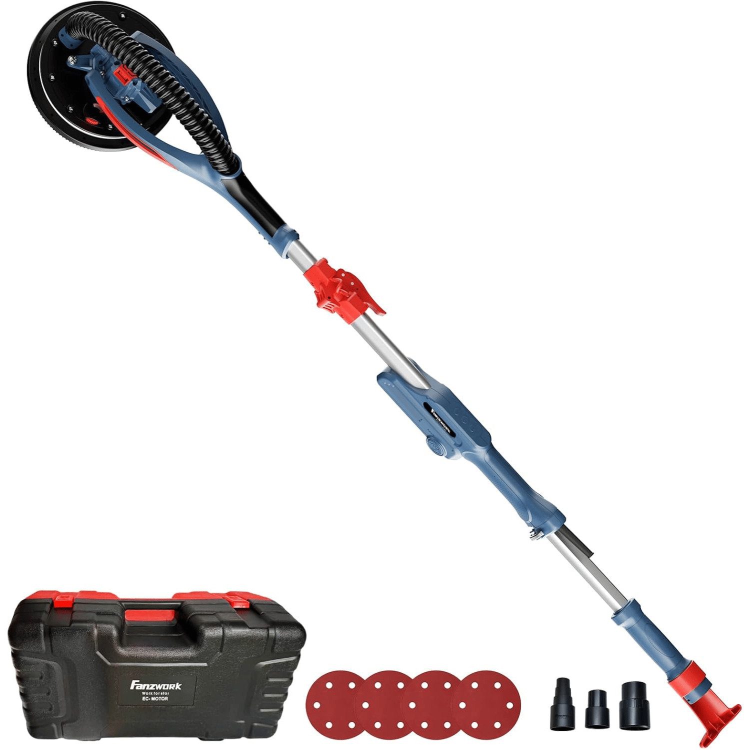 Fanzwork Trockenbauschleifer Deckenschleifer Langhalsschleifer mit Bürstenlosem EC-Motor 900W, Länge bis 1,9m