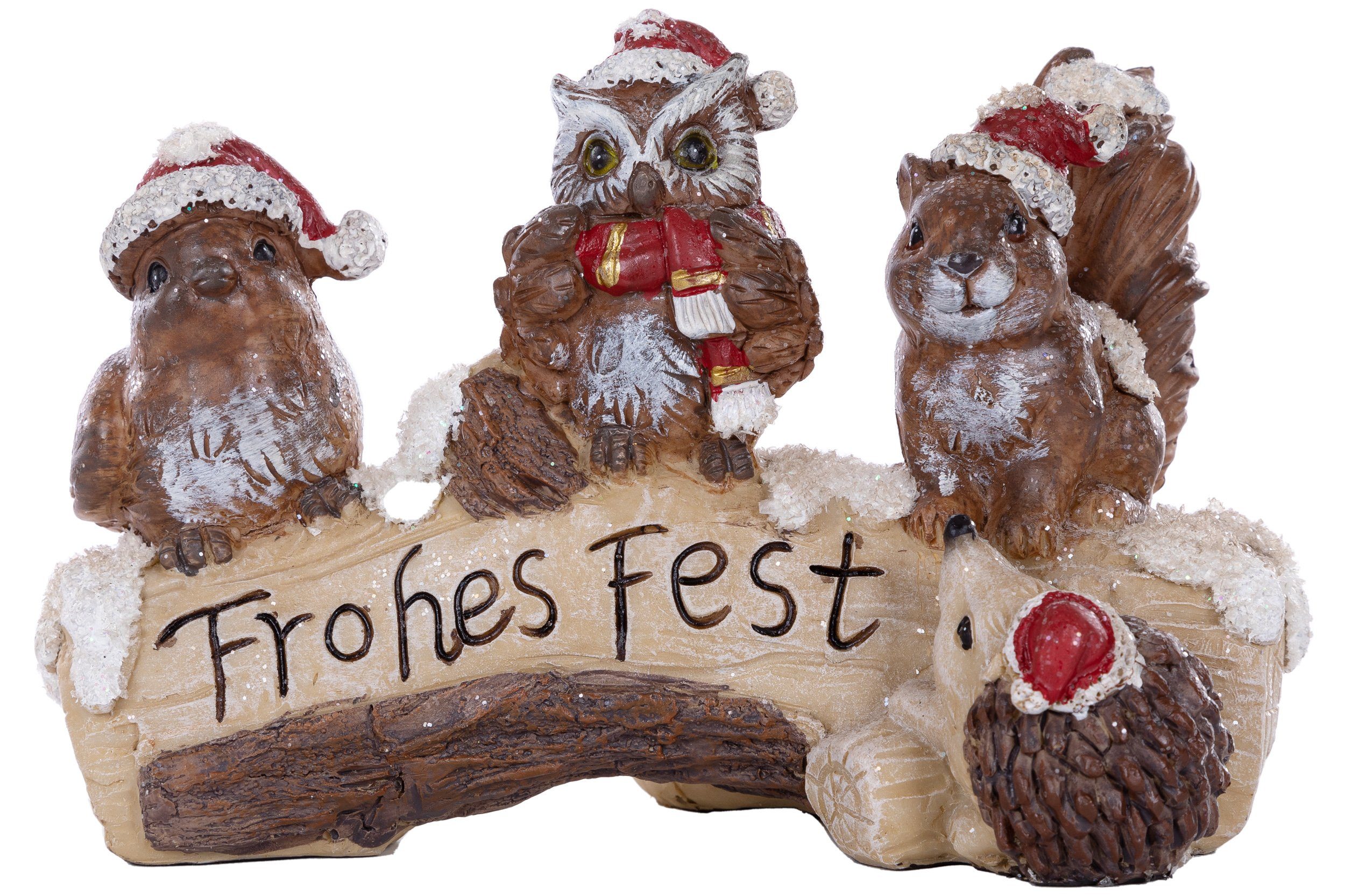 Wohnando Dekofigur Weihnachtsgruß von den Waldtieren: 'Frohes Fest' – Perfe günstig online kaufen