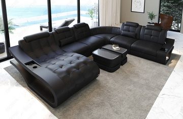 Sofa Dreams Wohnlandschaft Leder Sofa Elegante XXL Form Ledersofa Couch, wahlweise mit Bettfunktion