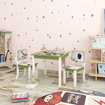 EUGAD Kindersitzgruppe, (3-tlg., im Kinderzimmer Kindermöbel aus MDF und Kiefernholz Zoomotive), Kinder Tischset mit Kantenschutz(1 Tisch und 2 Stühle, 3-tlg)