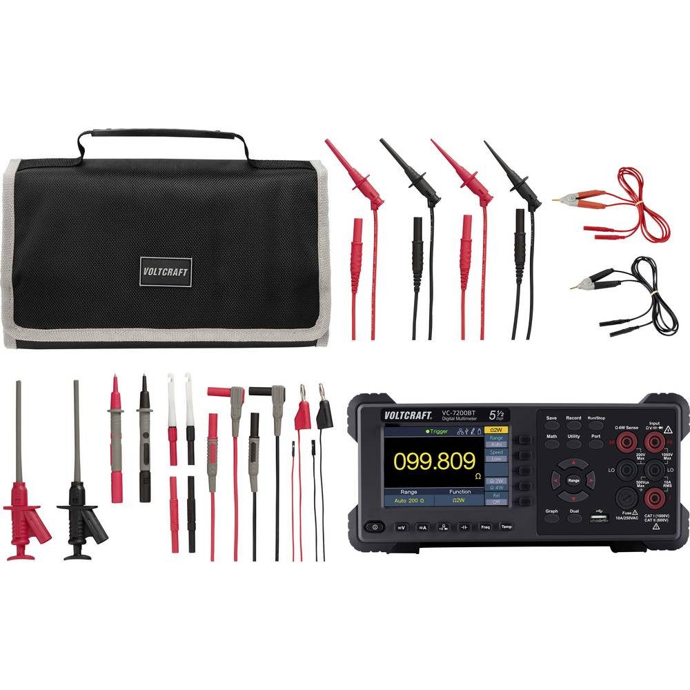 VOLTCRAFT Multimeter VC-7200BT Tischmultimeter mit MLSET-120 Messleitungen, Datenlogger