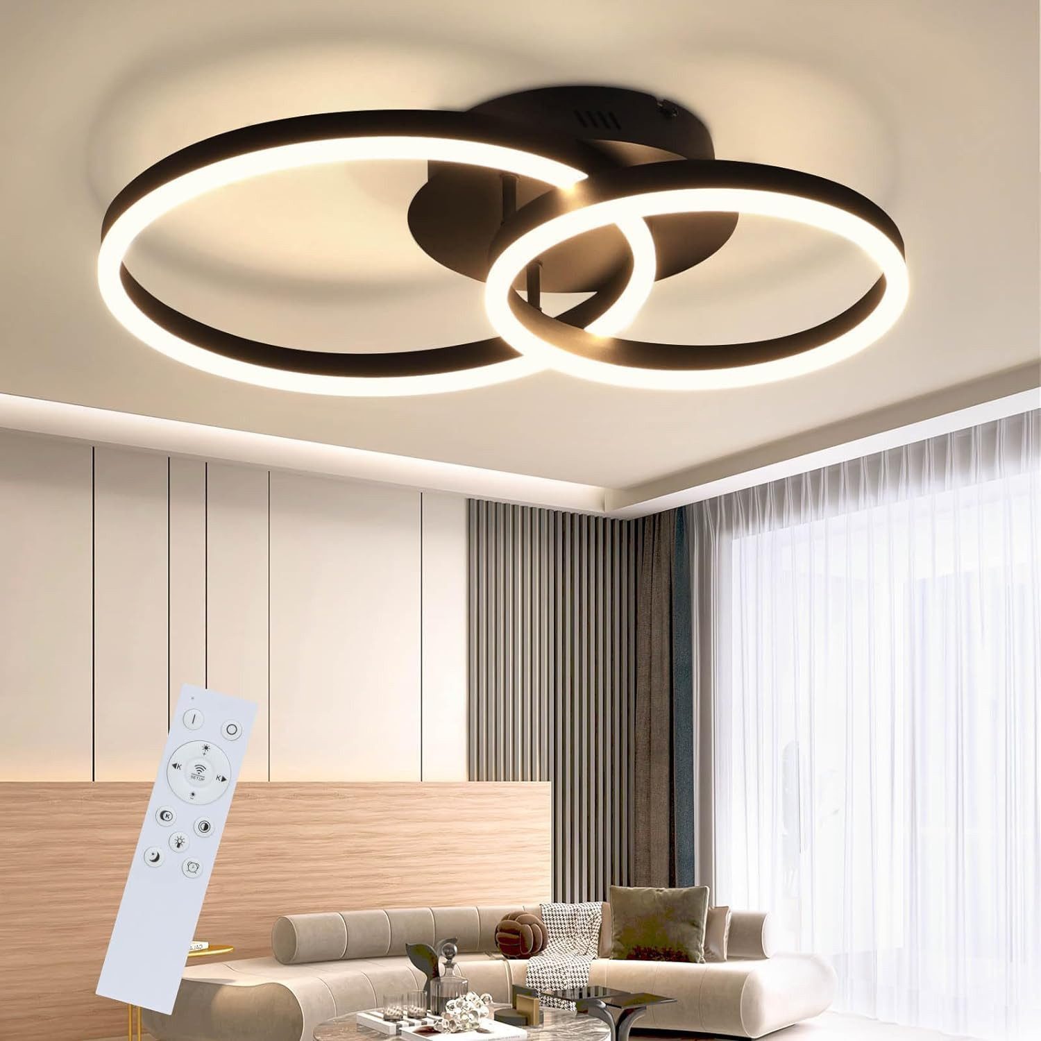 Nettlife LED Deckenleuchte Schwarz Dimmbar Modern günstig online kaufen