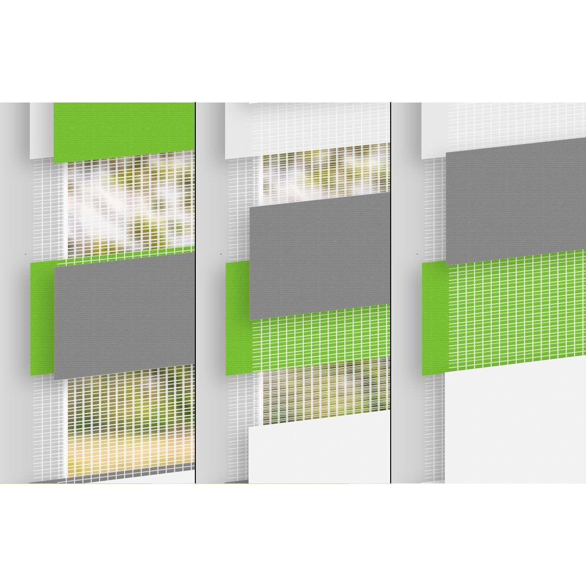 Doppelrollo 70x150cm Klemmfix, Bohren 70x150 Germany, ohne Klemmfix mit cm, Grün-Grau-Weiß ECD grün-grau-weiß, mit Klemmträgern, Klemmträgern