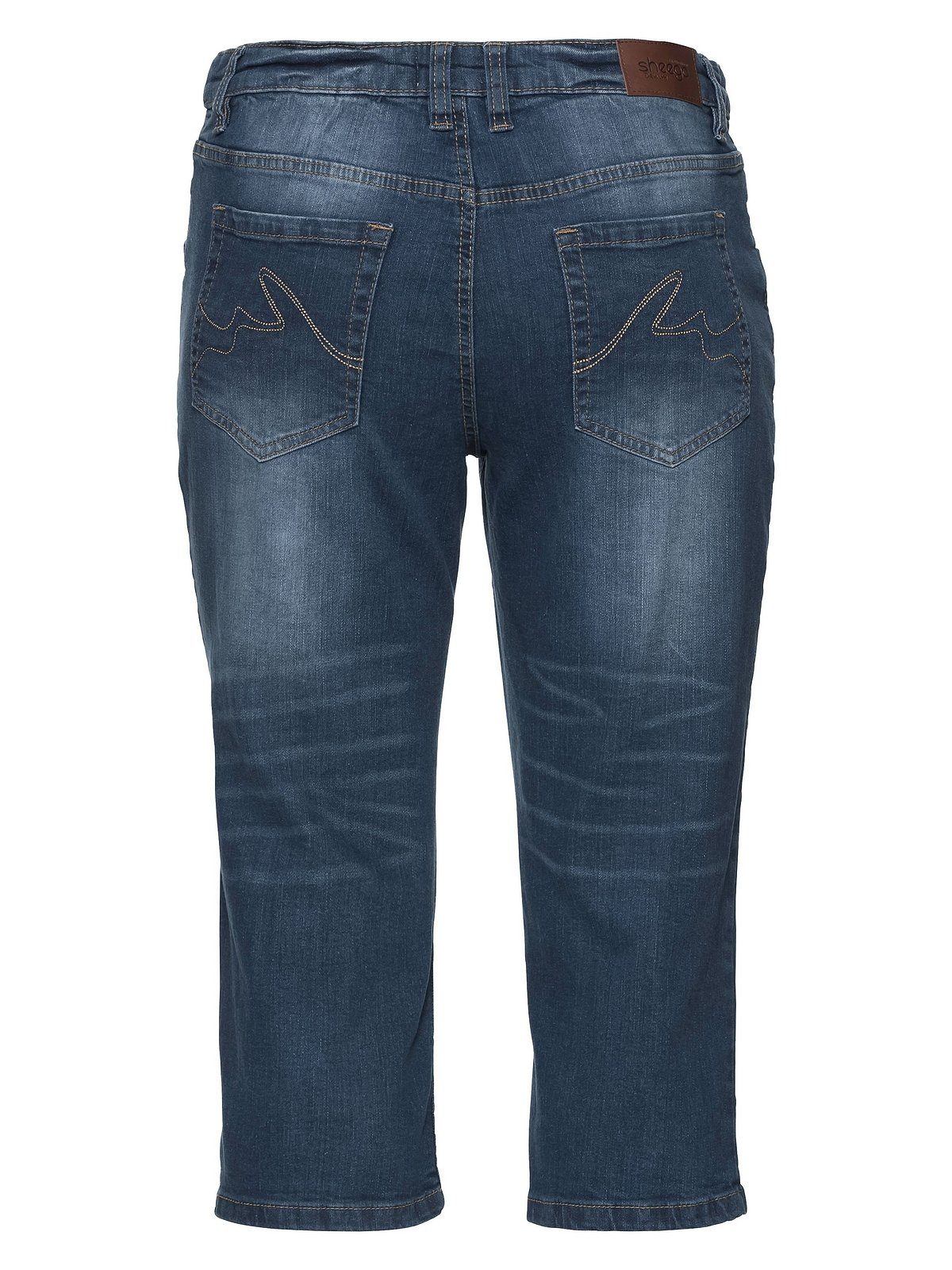 Große 3/4-Jeans Used-Effekten Größen Schmale mit Die Sheego