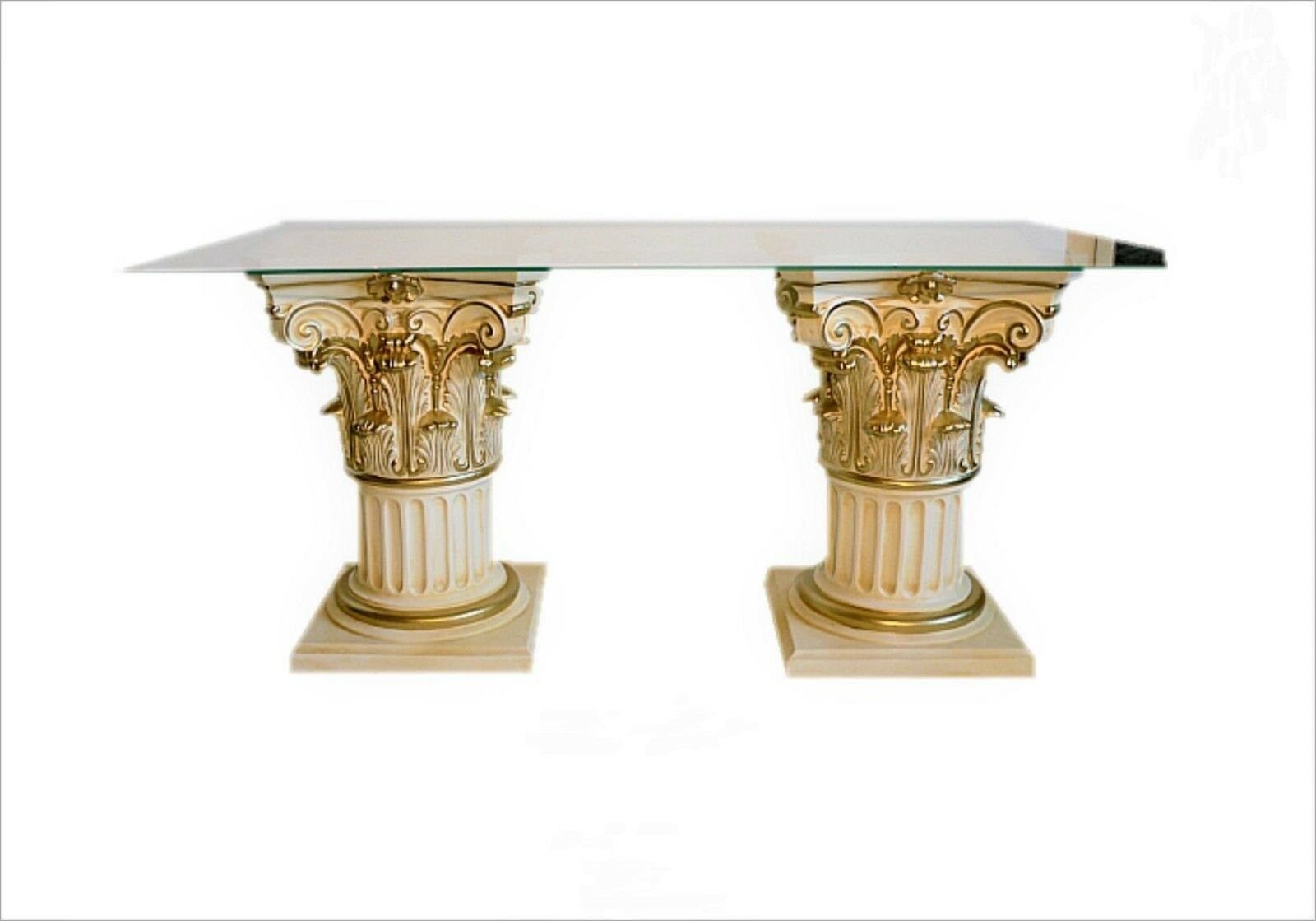 Antikes Wohndesign Säulen-Esstisch Küchentisch Esstisch Tafeltisch Glastisch Bürotisch Barock Clubtisch