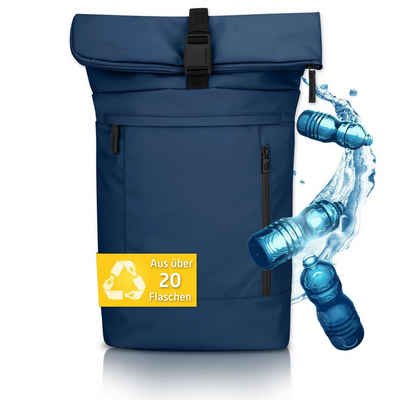 JOURNEXT Cityrucksack NEW TIMELESS, Rolltop Rucksack Damen & Herren aus recyclten Plastikflaschen