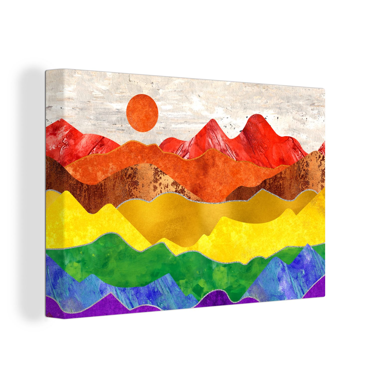 30x20 St), cm Marmor, Leinwandbild Wandbild Regenbogen (1 - OneMillionCanvasses® - Stolz Aufhängefertig, Leinwandbilder, Wanddeko,