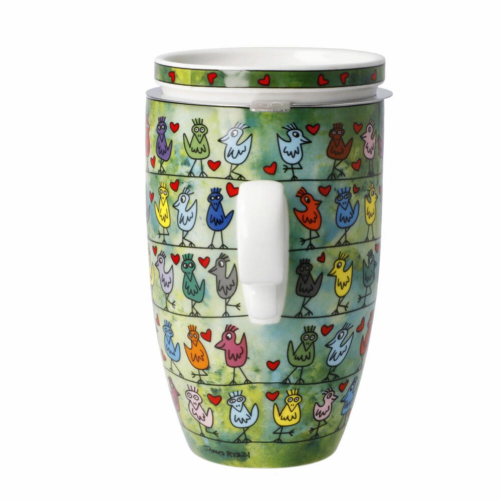 Goebel Tasse Teetasse James Rizzi - Birds on a Love Wire, Fine Bone China, Metall