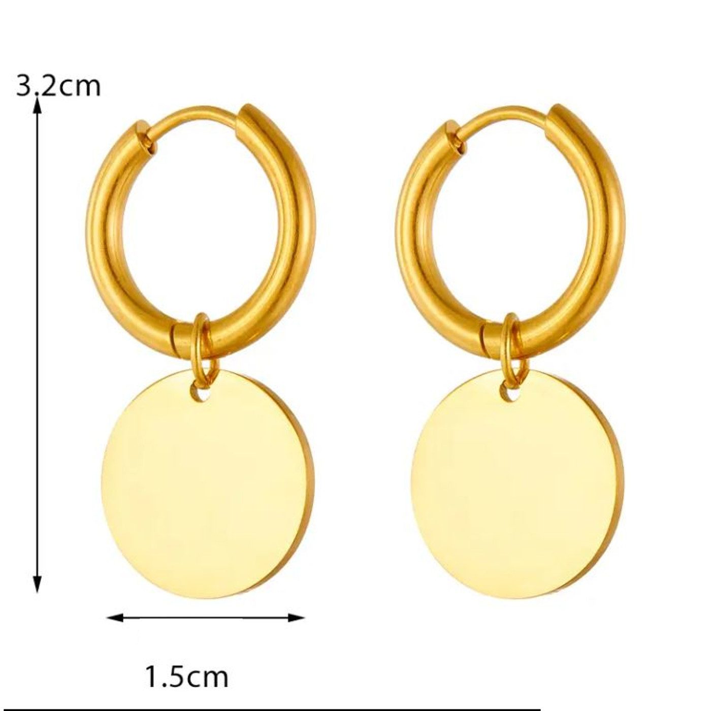 KARMA Ohrhänger-Set Creolen Damen Edelstahl – Goldene & Silberne Ohrringe mit Coins (wasserfest & antiallergisch Ohrringe, mit runden Plättchen Ohrschmuck), Vergoldete Hoops