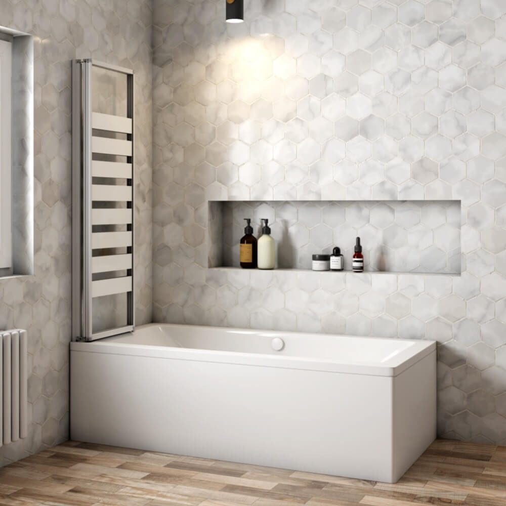 Duschparadies Duschwand 130*140cm hellweiß Aufsatz Duschabtrennung günstig online kaufen