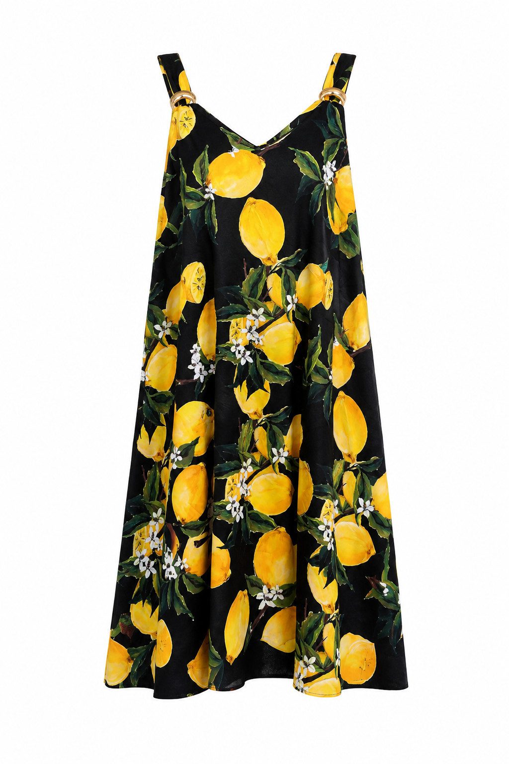 ITALY VIBES Sommerkleid - sommerliches Viskosekleid mit Zitronenprint für Damen ONE SIZE - passend für Größen S - L