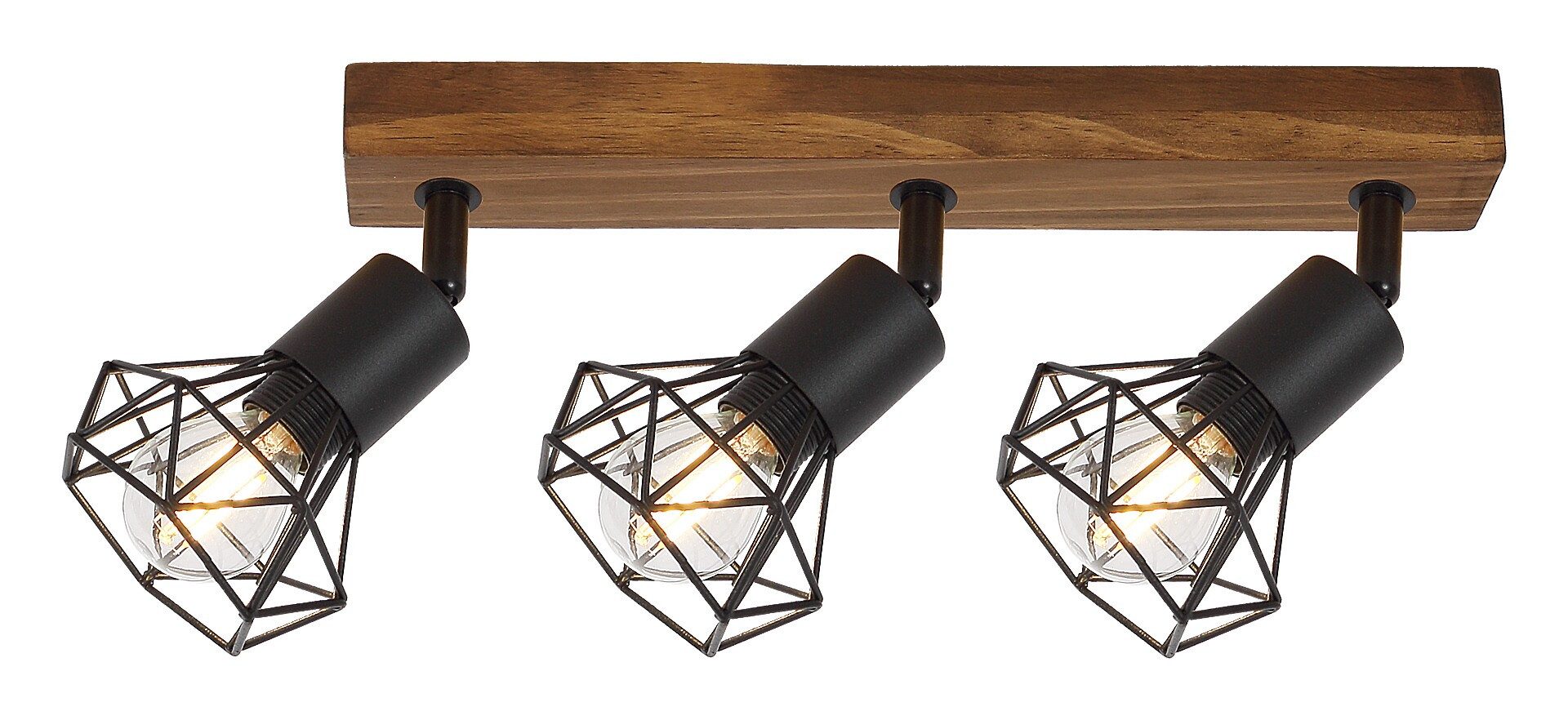 Rabalux LED Deckenspots "Zeus" 3-flammig, Holz, braun+schwarz, E14, L150mm
