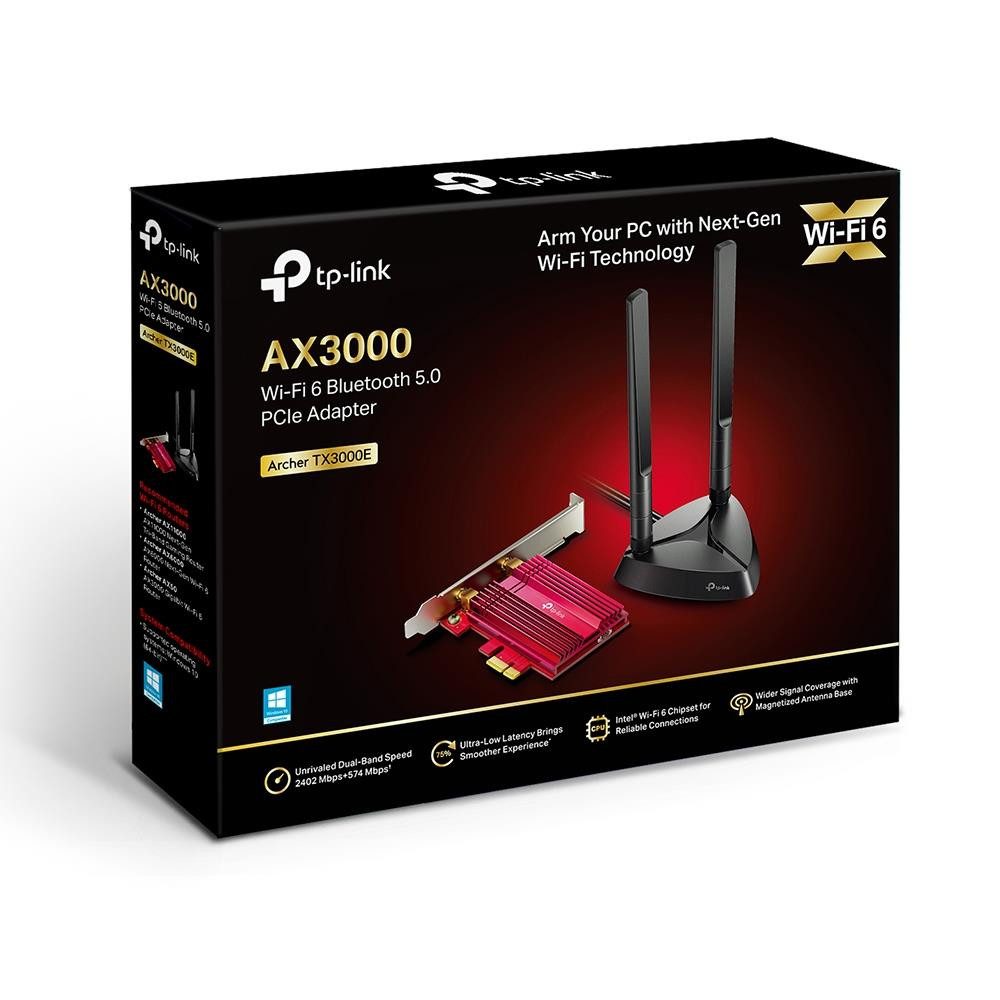 tp-link Archer TX3000E Computer-Adapter, PCIe Adapter AX3000 Wi-Fi 6 Bluetooth 5.0 WLAN Dual Band 2,4 GHz 5 GHz