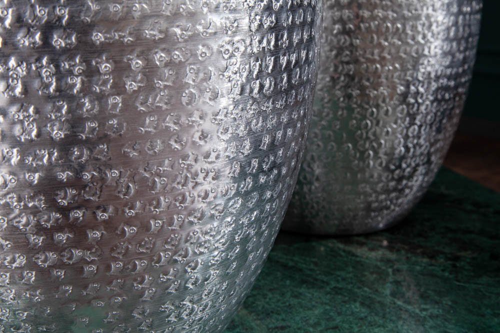 · Handarbeit · (Set, Dekoration Wohnzimmer · silber Dekovase Metall 2 · ORIENTAL riess-ambiente St), Vase 33cm