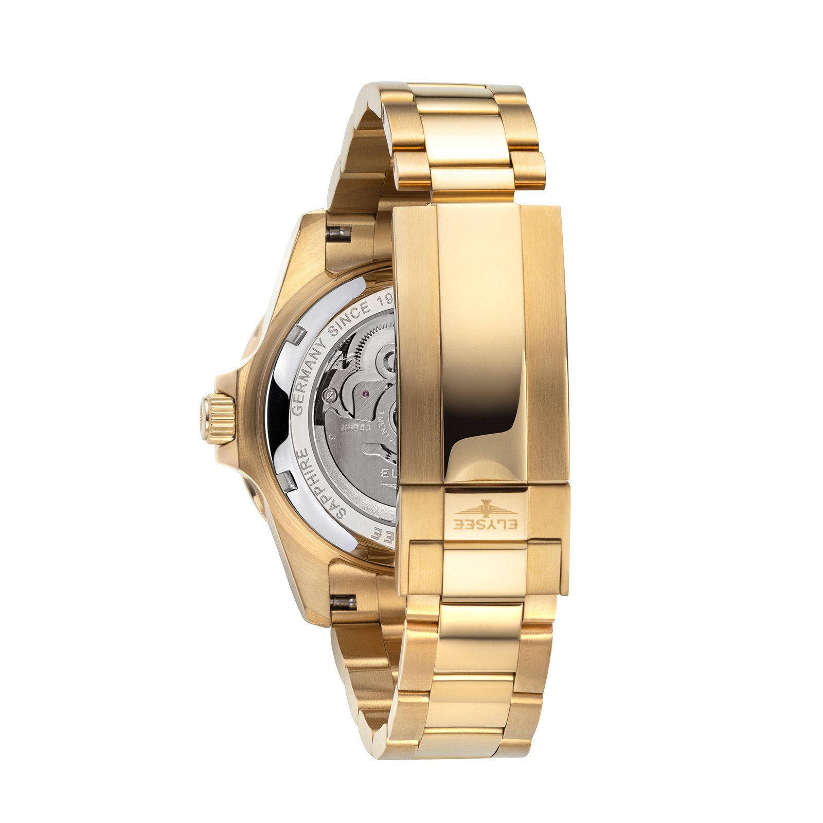Herrenuhr GMT Elysee ideal Edelstahl AUTOMATIC Geschenk auch silber, Automatikuhr 4-Zeiger-Uhr 40,5mm gold als