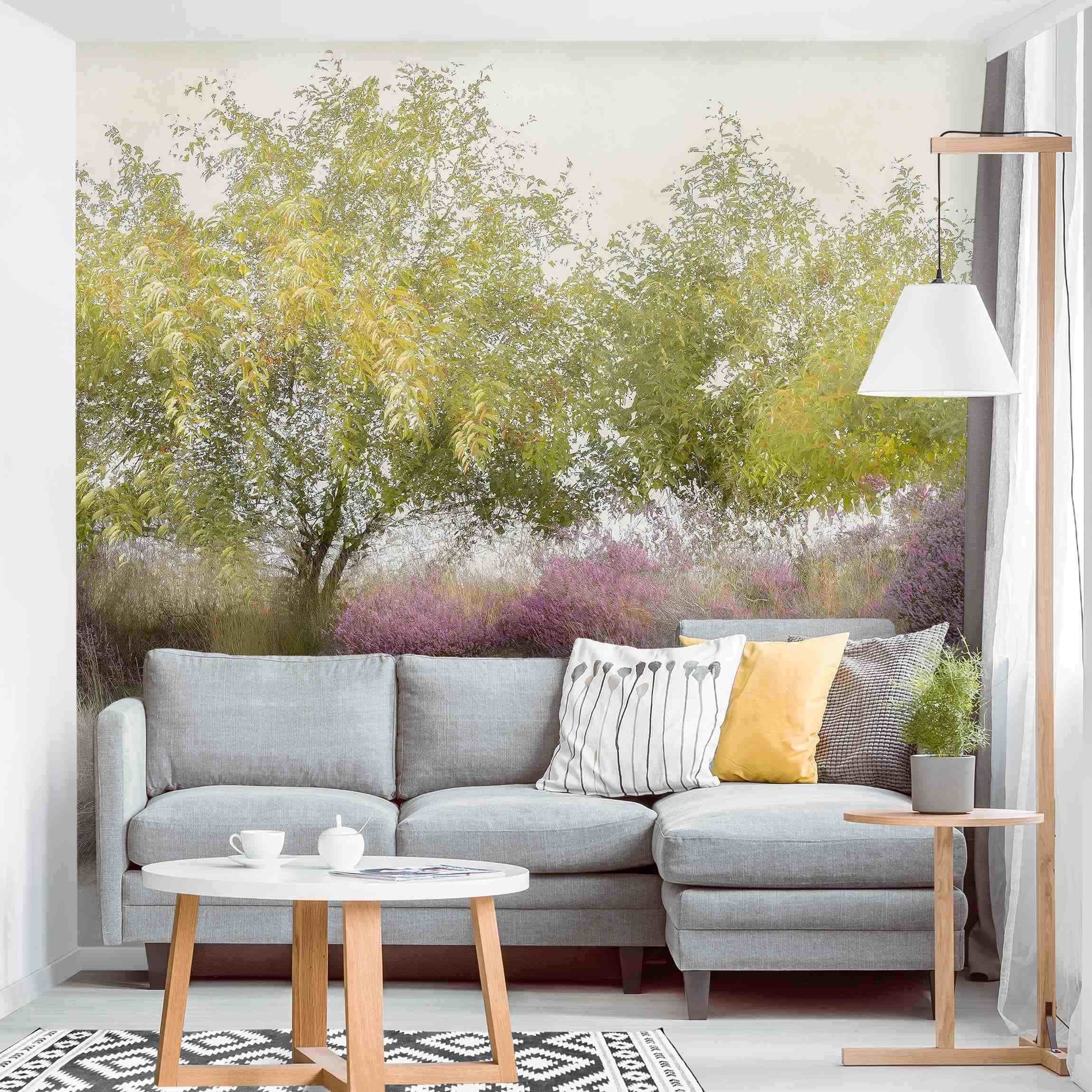 Bilderdepot24 Fototapete Vliestapete Grün Baum Wald, Glatt, Matt, (Vliestapete inkl. Kleister oder selbstklebend), geruchsfrei Bildtapete Vlies Wohnzimmer Schlafzimmer