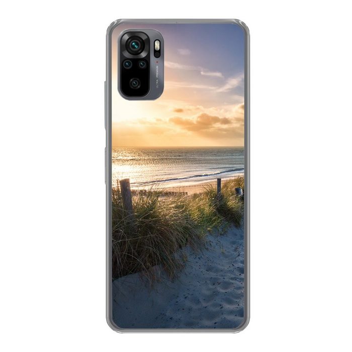 MuchoWow Handyhülle Sonnenuntergang - Strand - Düne - Gras - Bank Phone Case Handyhülle Xiaomi Redmi Note 10 Pro Silikon Schutzhülle