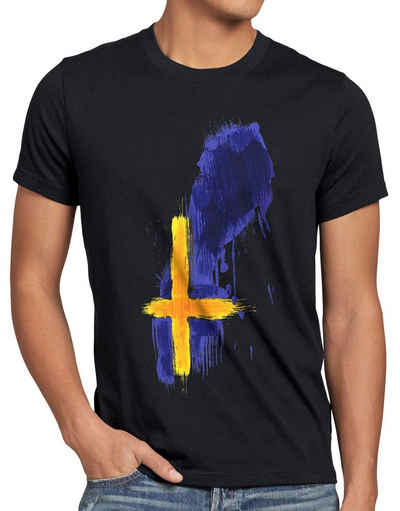 style3 Print-Shirt Herren T-Shirt Flagge Schweden Fußball Sport Sweden WM EM Fahne