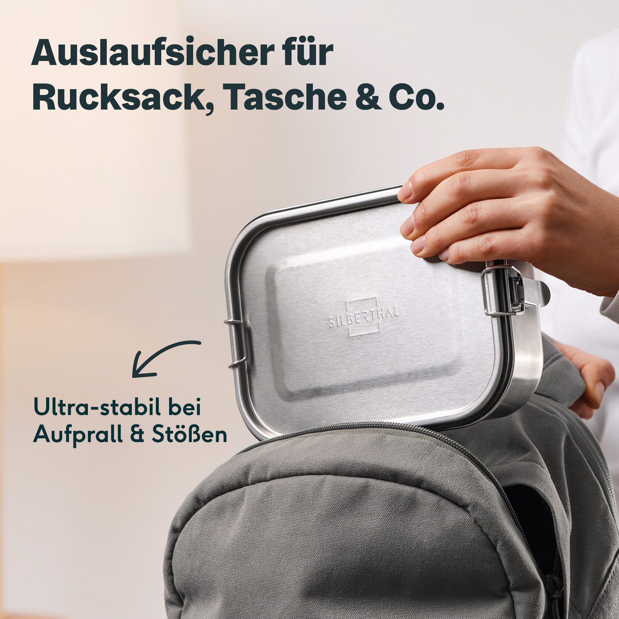 SILBERTHAL Lunchbox Brotdose Edelstahl 800ml, Edelstahl, (1-tlg., Einzeln), Auslaufsicher, Geschmacks- & Geruchsneutral
