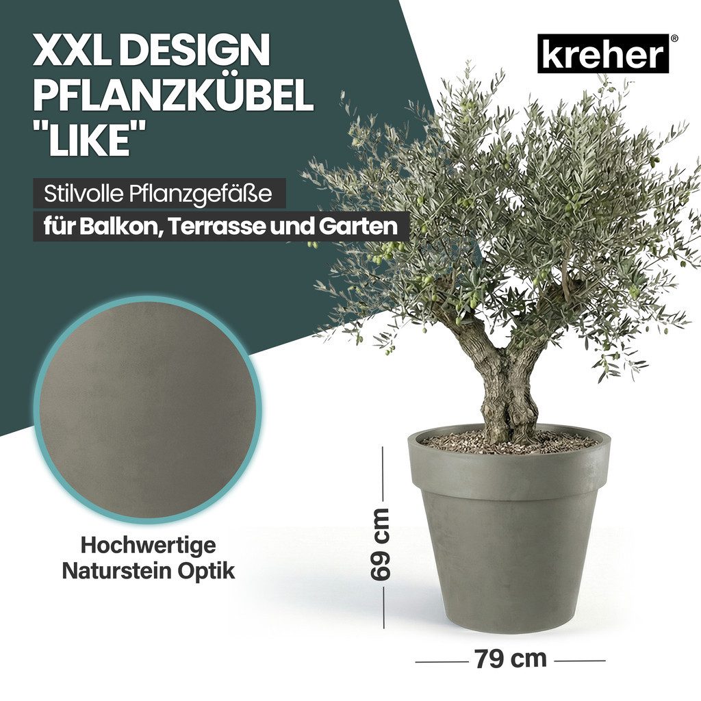 Kreher Pflanzkübel Rollbarer XXL Pflanzkübel "LIKE" Ø 79 cm in verschiedenen Farben (1 St)