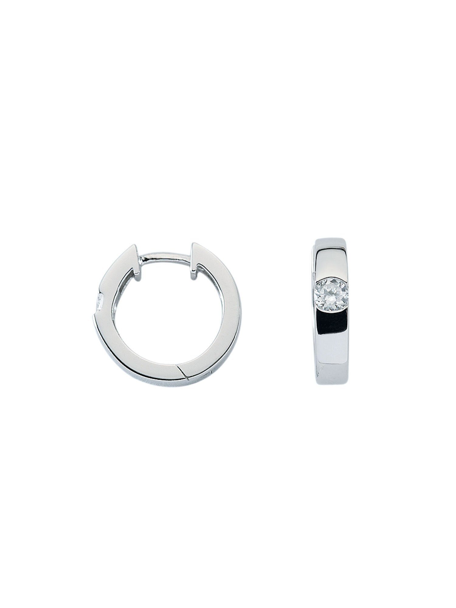 Ø Ohrhänger 925 15,6 Silberschmuck Paar 925 Ohrringe Liebe Silber gefertigt Damen, rhodiniert Sterling für Zirkonia Mit aus: Creolen Silber mit Adelia´s mm,