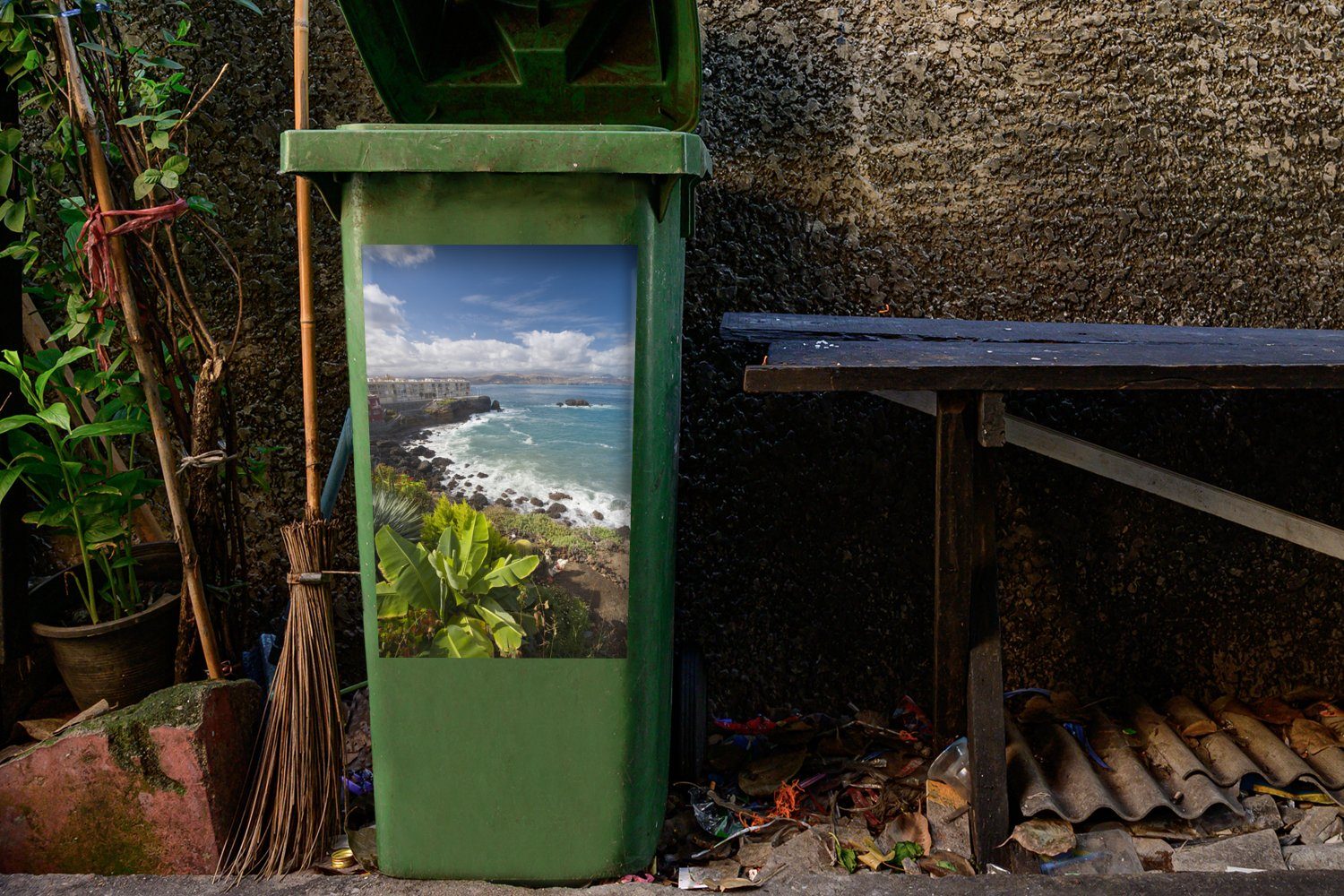 Canaria (1 Die Sticker, MuchoWow Mülleimer-aufkleber, zerklüftete von Gran St), Wandsticker Mülltonne, Nordküste Abfalbehälter Container,