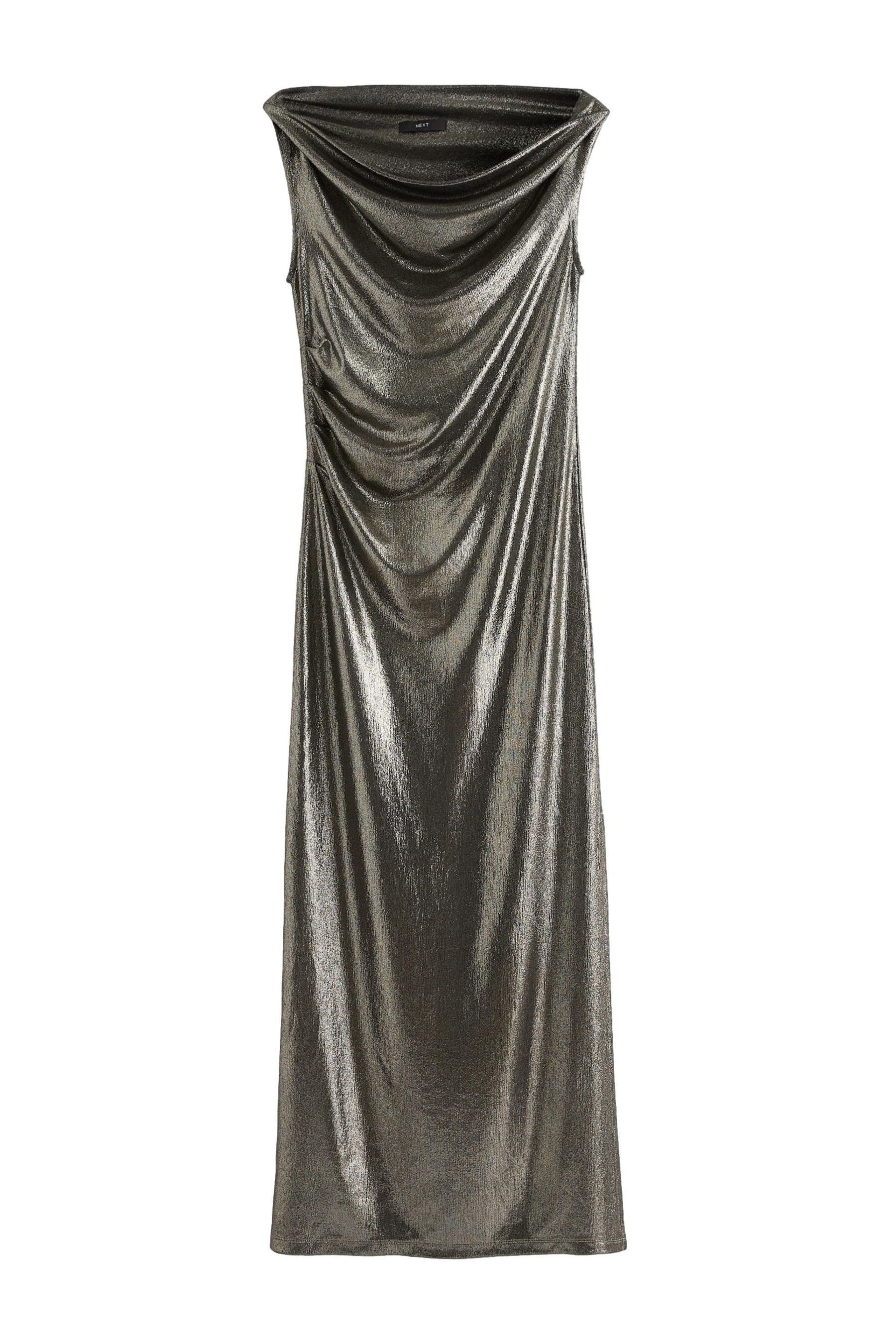 Next Maxikleid Ärmelloses Metallic-Maxikleid mit Wasserfallkragen günstig online kaufen