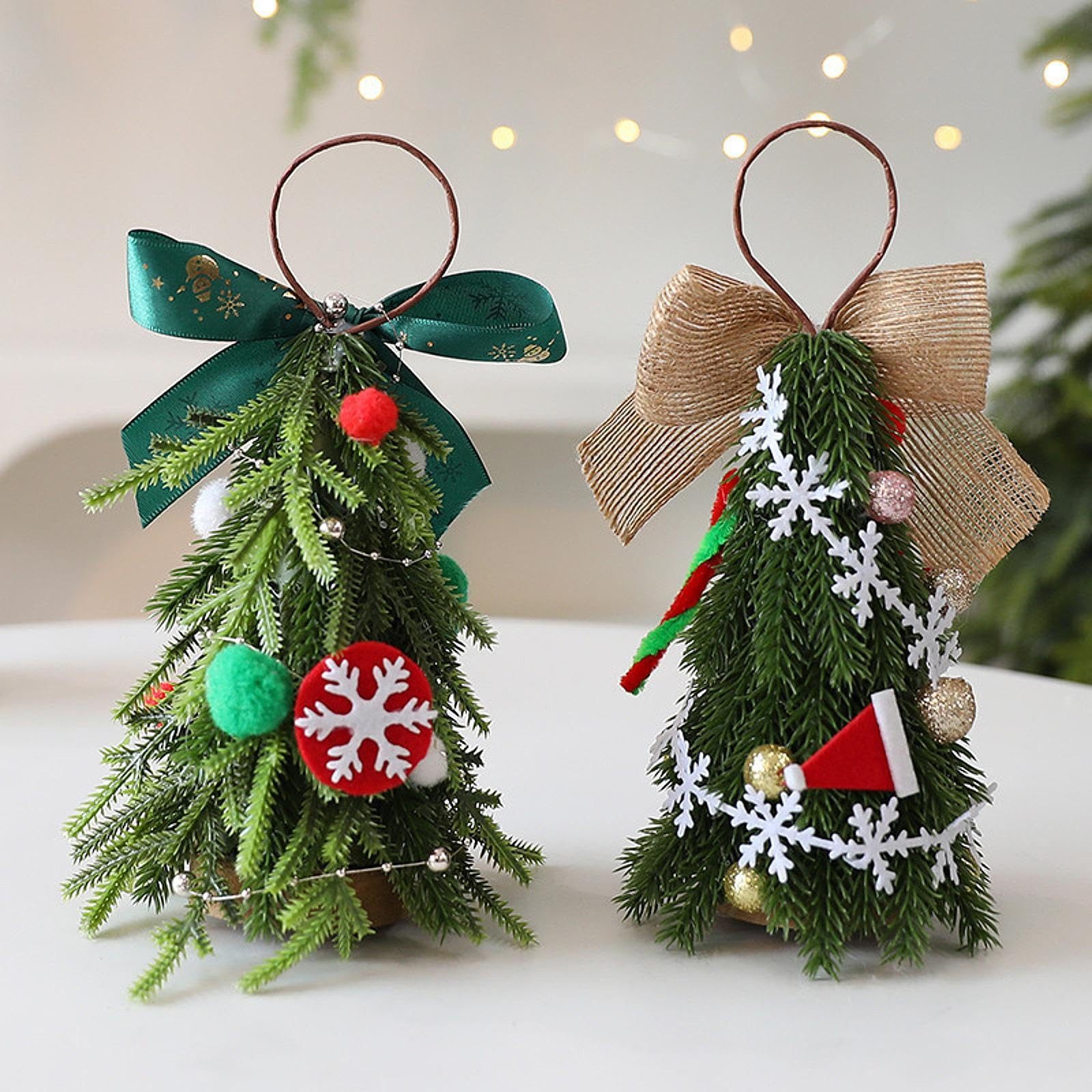 CLTYQ Künstlicher Weihnachtsbaum Mini Weihnachtsbaum,mit Schneeflocke,Kleiner Tisch-Christbaum, für die Weihnachts-Schreibtischdekoration,21cm