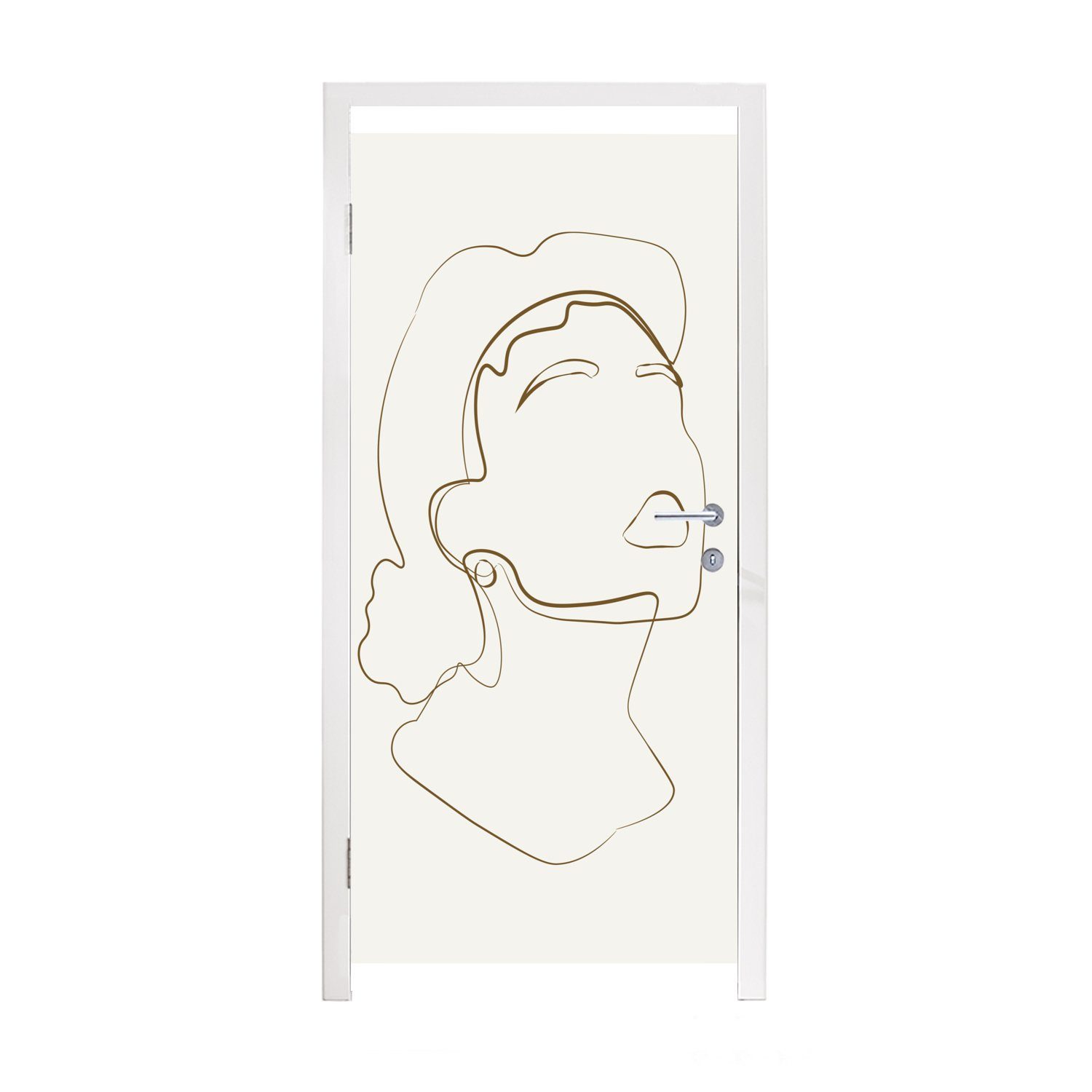 MuchoWow Türtapete Frauen - Linienkunst - Minimalismus, Matt, bedruckt, (1 St), Fototapete für Tür, Türaufkleber, 75x205 cm
