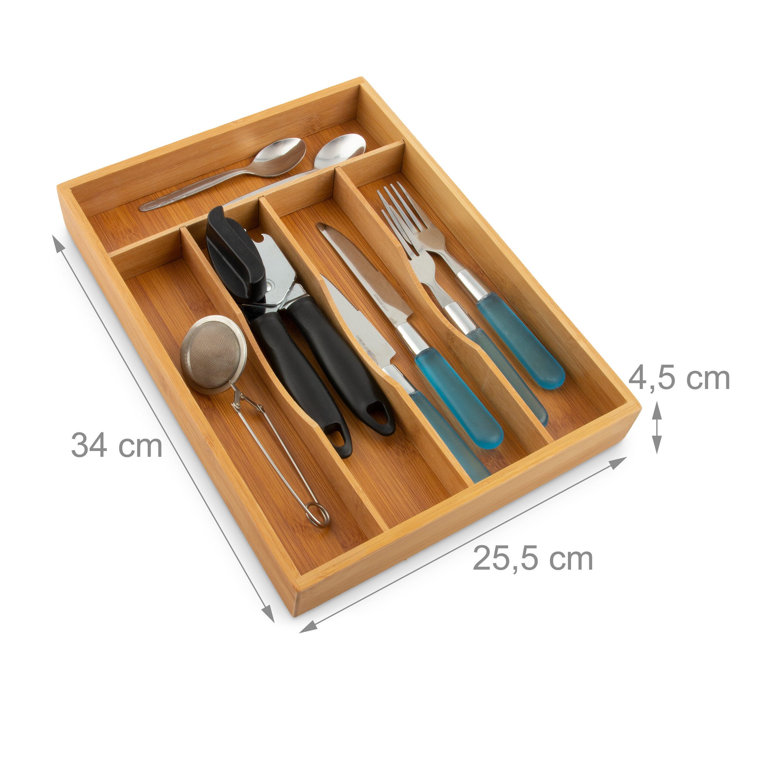 relaxdays Besteckkasten Bambus 34x25x4,5cm günstig online kaufen
